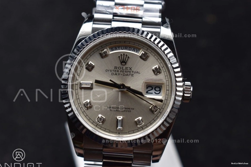 Steel Silver vr3255 Dial President 904L (Gain on Edition Breathable 36 Bracelet DayDate Weight) V5 690 SS Diamond Best QF 1003